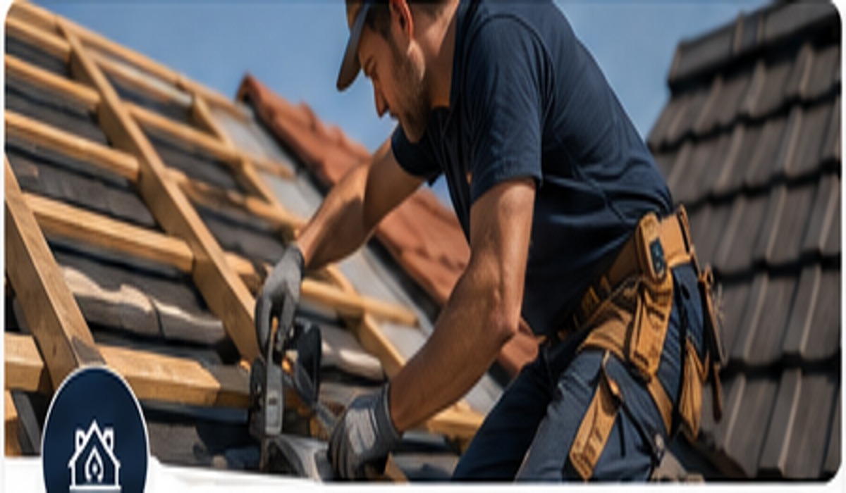 Couvreur réalisant des travaux de couverture